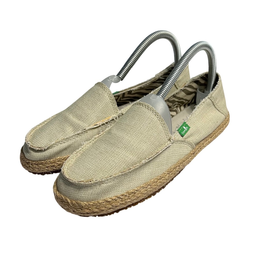 Sanuk Donna Tan Textile Espadrille Slip On Loafers Boho SWF10080 Womens 7